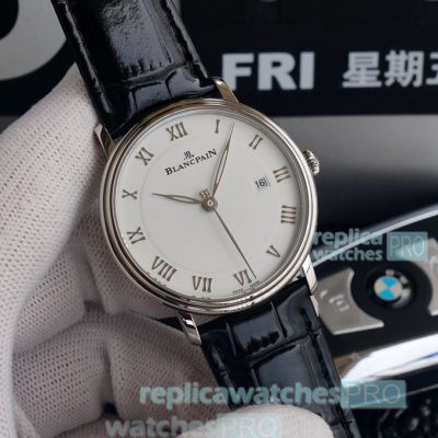 Swiss Replica Blancpain Villeret Men's Watch White Dial Black Leather